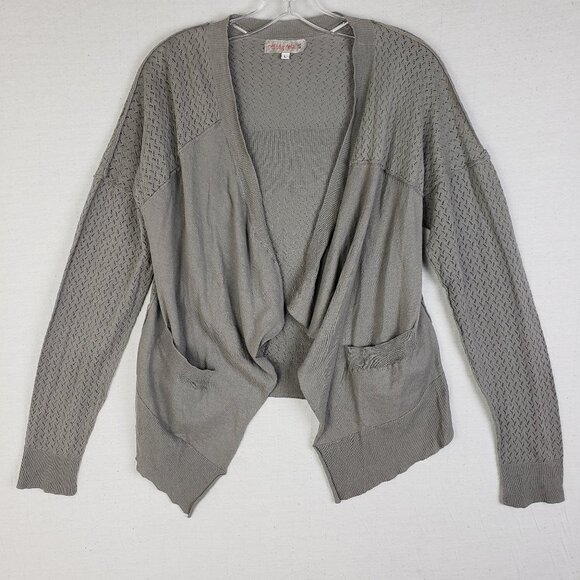 Johnny Was Sweaters - Pete & Greta Johnny Was Cardigan Open Front Lightweight Knit Cotton size L Gray